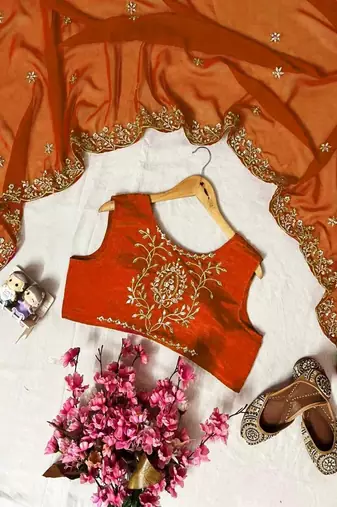 Dark orange embroidered suit