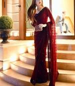 Maroon georgette sequins work saree with matching unstitched georgette blouse – premium party & festive wear