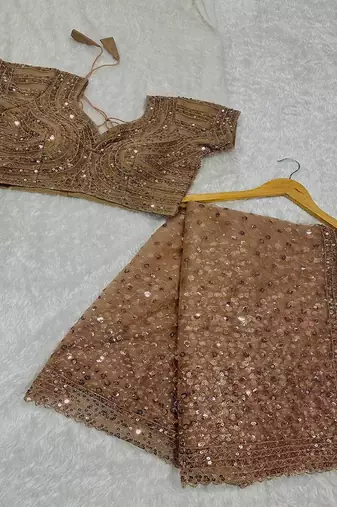 Light beige glitter glamour and everything in between mesmerizing net saree set