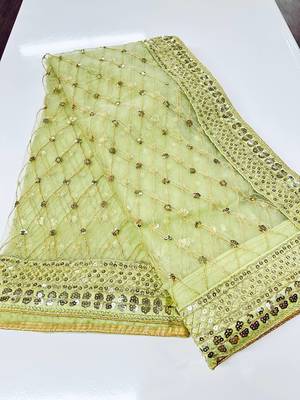 Pista elegant net saree with sequins & dori work and banglori silk blouse 4