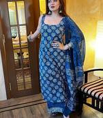 Navy blue printed kurta set