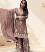 Brown embroidered kurta set