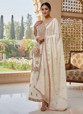 Ivory floral embroidered suit set 2