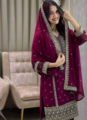Dark-purple embroidered suit set 2