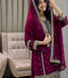 Dark-purple embroidered suit set