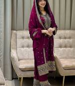 Dark-purple embroidered suit set