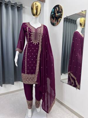 Dark-purple embroidered suit set 3