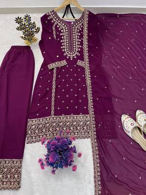 Dark-purple embroidered suit set 4