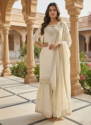 White embroidered palazzo suit 2