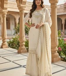 White embroidered palazzo suit