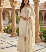 White embroidered palazzo suit