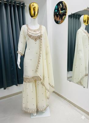 White embroidered palazzo suit 3