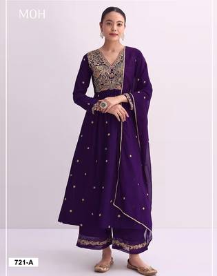 Purple embroidered anarkali suit 1