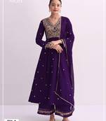 Purple embroidered anarkali suit