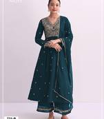 Green embroidered anarkali gown