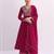 Ruby red embroidered anarkali suit