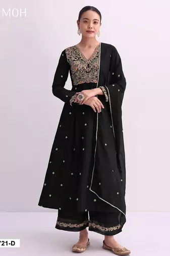 Black embroidered anarkali suit