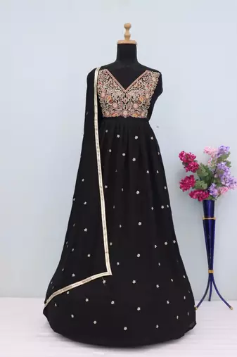 Black embroidered anarkali suit