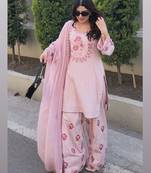 Baby pink floral printed suit set