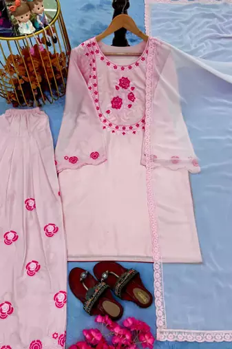 Baby pink floral printed suit set