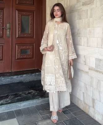 White embroidered kurta set 1