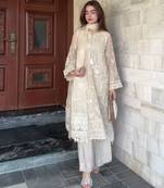 White embroidered kurta set