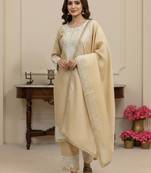 Cream embroidered suit set