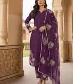 Plum embroidered kurta set