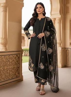 Black & gold embroidered suit 2