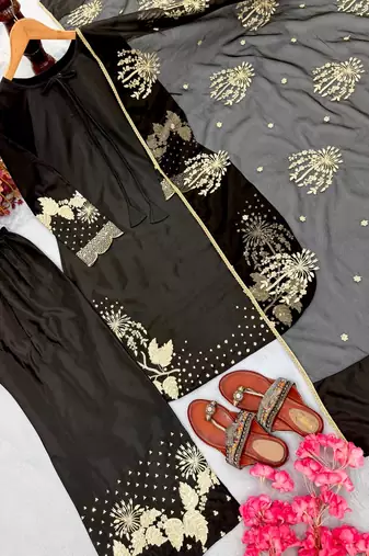 Black & gold embroidered suit