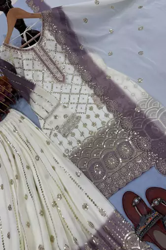 Ivory & mauve designer suit