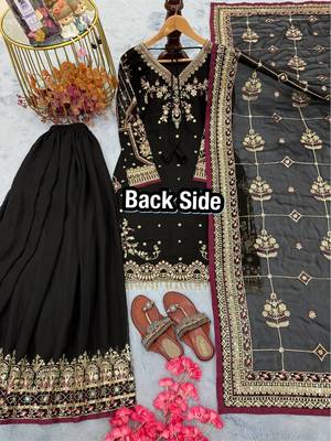 Black heavy embroidered party wear 5