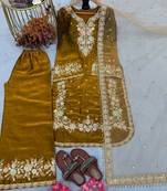 Gold floral embroidered set