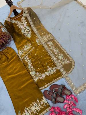 Gold floral embroidered set 2