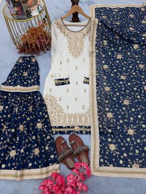 Navy blue sharara set 2