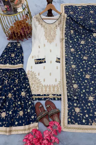 Navy blue sharara set