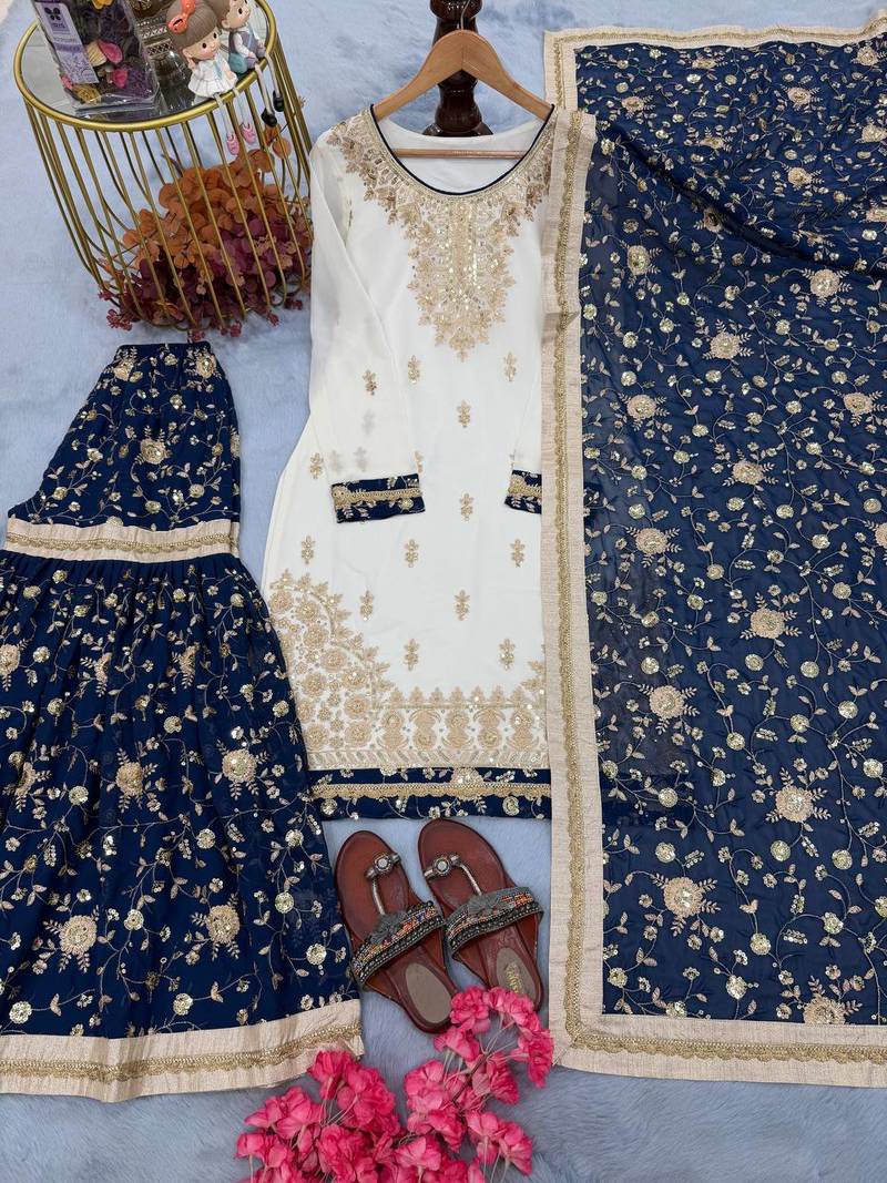 Navy blue sharara set