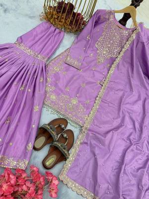 Purple embroidered festive suit 3