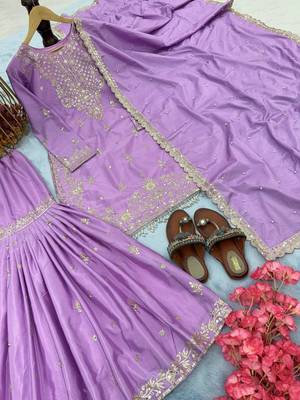 Purple embroidered festive suit 4