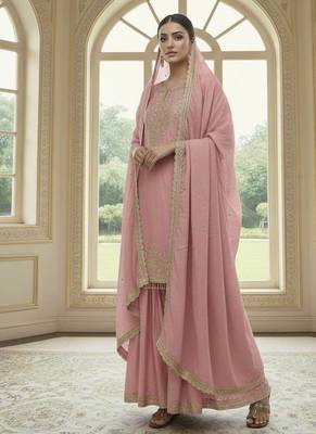 Pink embroidered suit 1