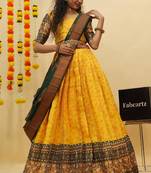 Beautiful South Indian Style Semi-Stitched Half Saree with Blouse and Banarasi Dupatta for Women