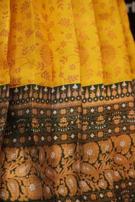 Beautiful South Indian Style Semi-Stitched Half Saree with Blouse and Banarasi Dupatta for Women 4