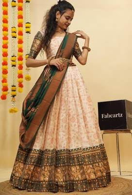 Beautiful South Indian Style ed Half Saree with Blouse and Banarasi Dupatta for Women 1