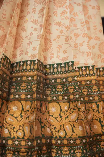 Beautiful South Indian Style Semi-Stitched Half Saree with Blouse and Banarasi Dupatta for Women