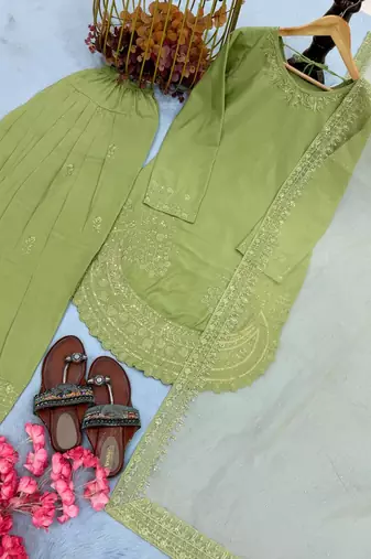 green designer suit