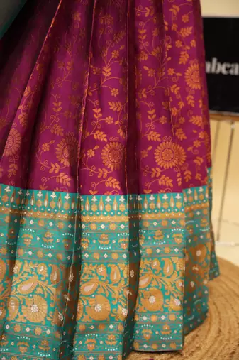 Beautiful South Indian Style Semi-Stitched Half Saree with Blouse and Banarasi Dupatta for Women