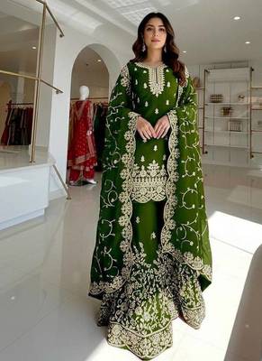 green heavy embroidered suit 1