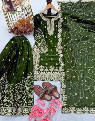 green heavy embroidered suit 3
