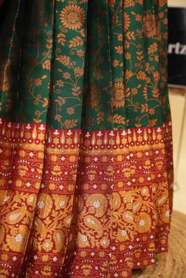Beautiful South Indian Style Semi-Stitched Half Saree with Blouse and Banarasi Dupatta for Women 3