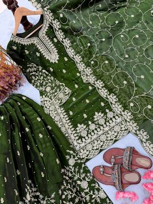 green heavy embroidered suit 4